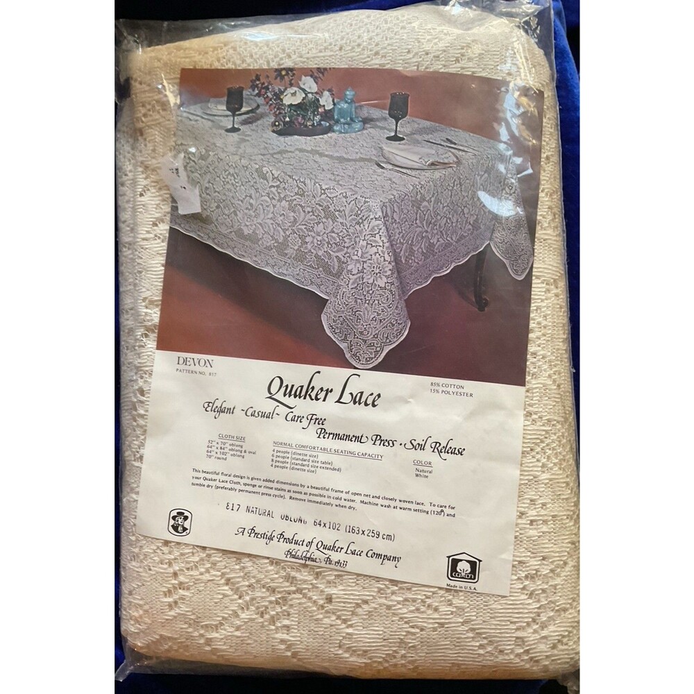 Quaker Lace Mayfair Tablecloth “DEVON” Pattern 64” X 102” NIP Pattern 817 Oblong